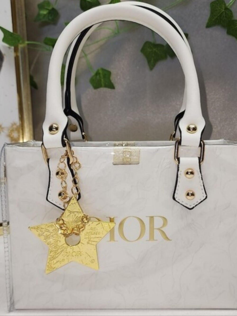 Authentic Dior PVC Shopping Retail Tote W/ Authentic Dior Charm Limited Edition - Picture 3 of 15